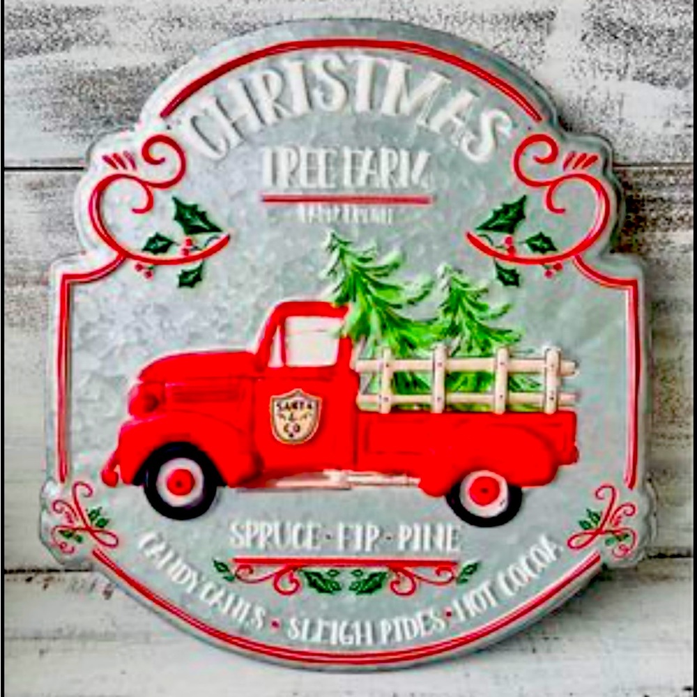 *Christmas Tree Farm Vintage Red Truck Sign